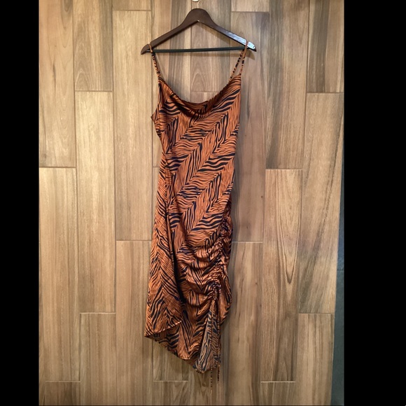 ACOA Burnt Orange and Navy Striped Dress Size Large - Picture 6 of 9